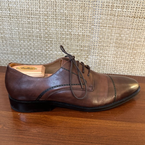 🌟2xHP🌟Brown Leather Perforated Cap Toe Derby Shoes 12 - Picture 6 of 12